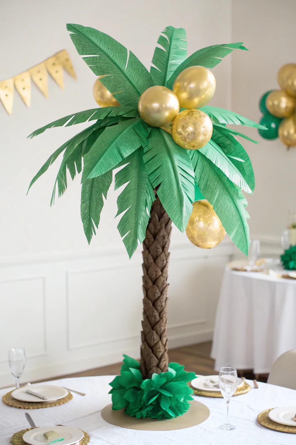 Bring the tropics to your table with this DIY palm tree centerpiece, a perfect blend of minimalist elegance and vibrant Hawaiian flair!