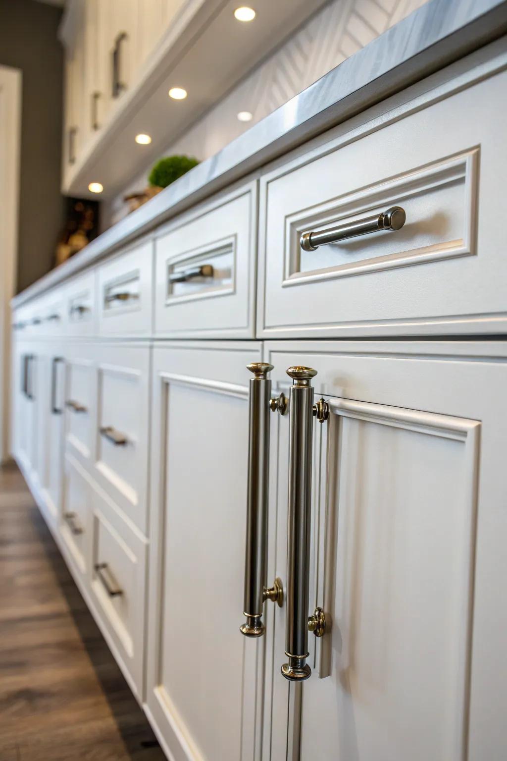 New hardware can add a touch of elegance or modernity to your kitchen.