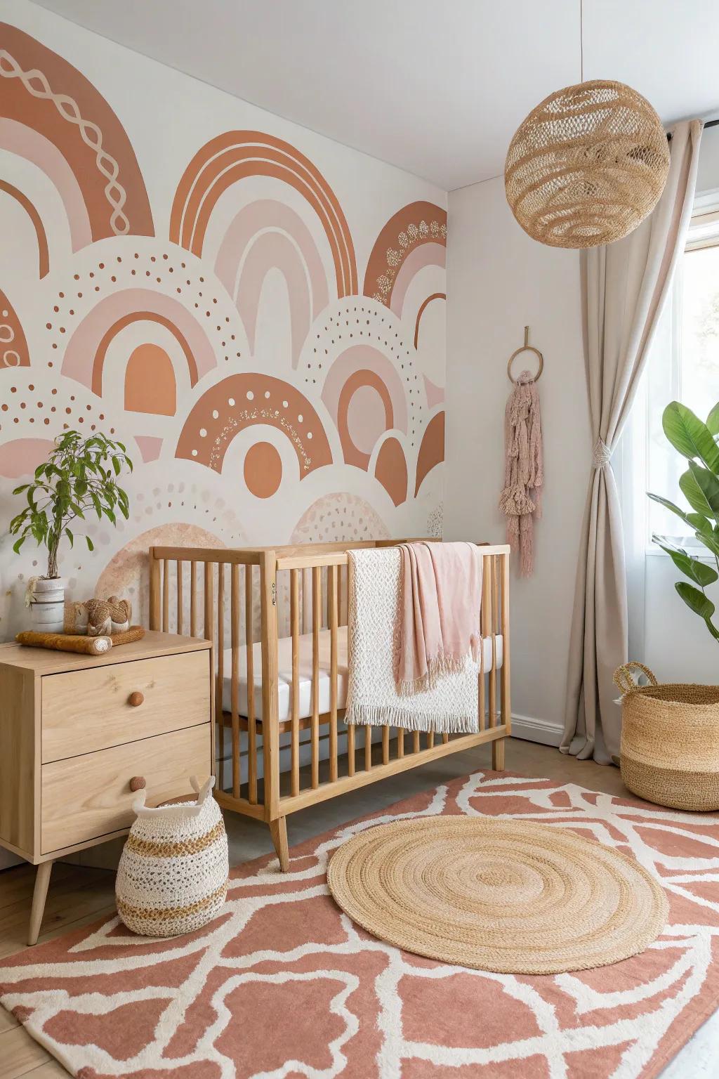 Transform your nursery with a stunning sponge-painted accent wall that combines minimalist charm with boho flair.