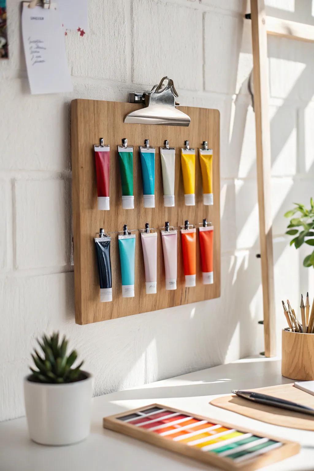 Transform your creative space with this chic and simple DIY paint tube display—where organization meets artistry!