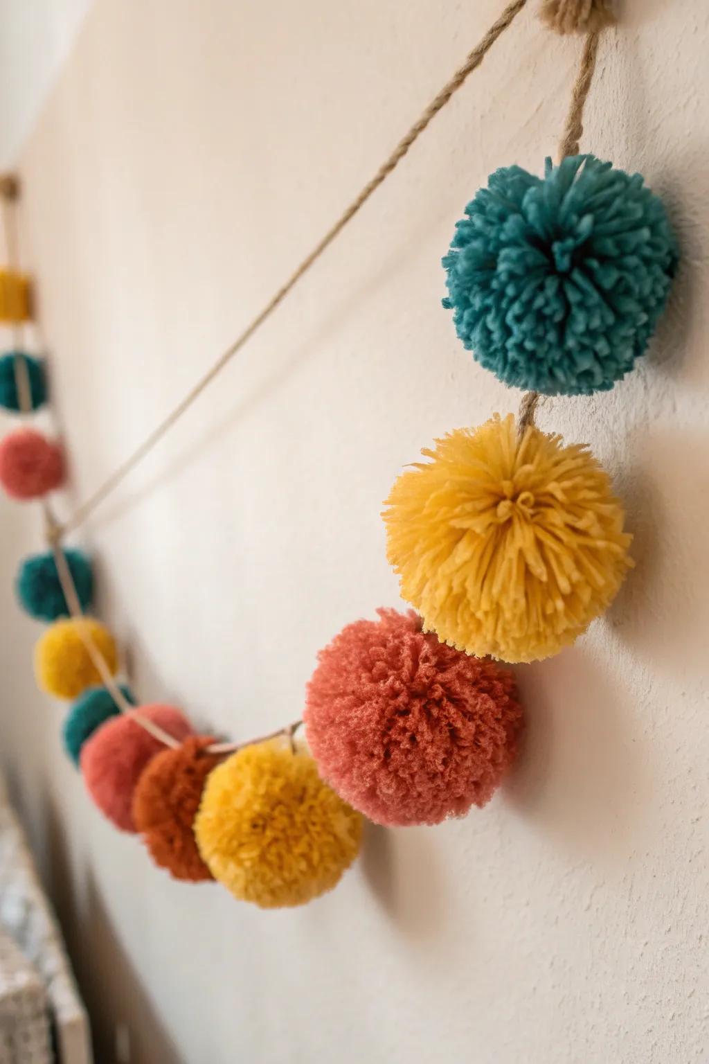 Bring playful elegance to your celebrations with a vibrant pom pom garland.