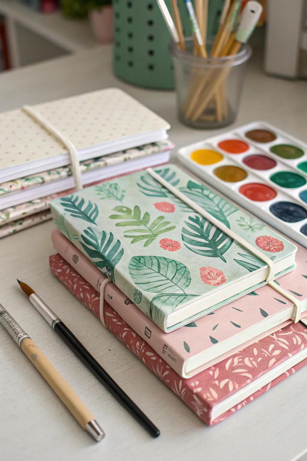 Hand-bound personalized notebooks, ideal for creative souls.