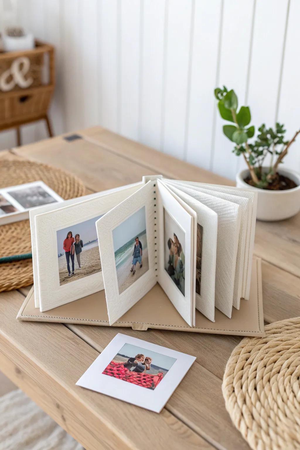 Unfold your memories with this charming accordion-style mini photo album. A tiny storybook of your favorite moments.