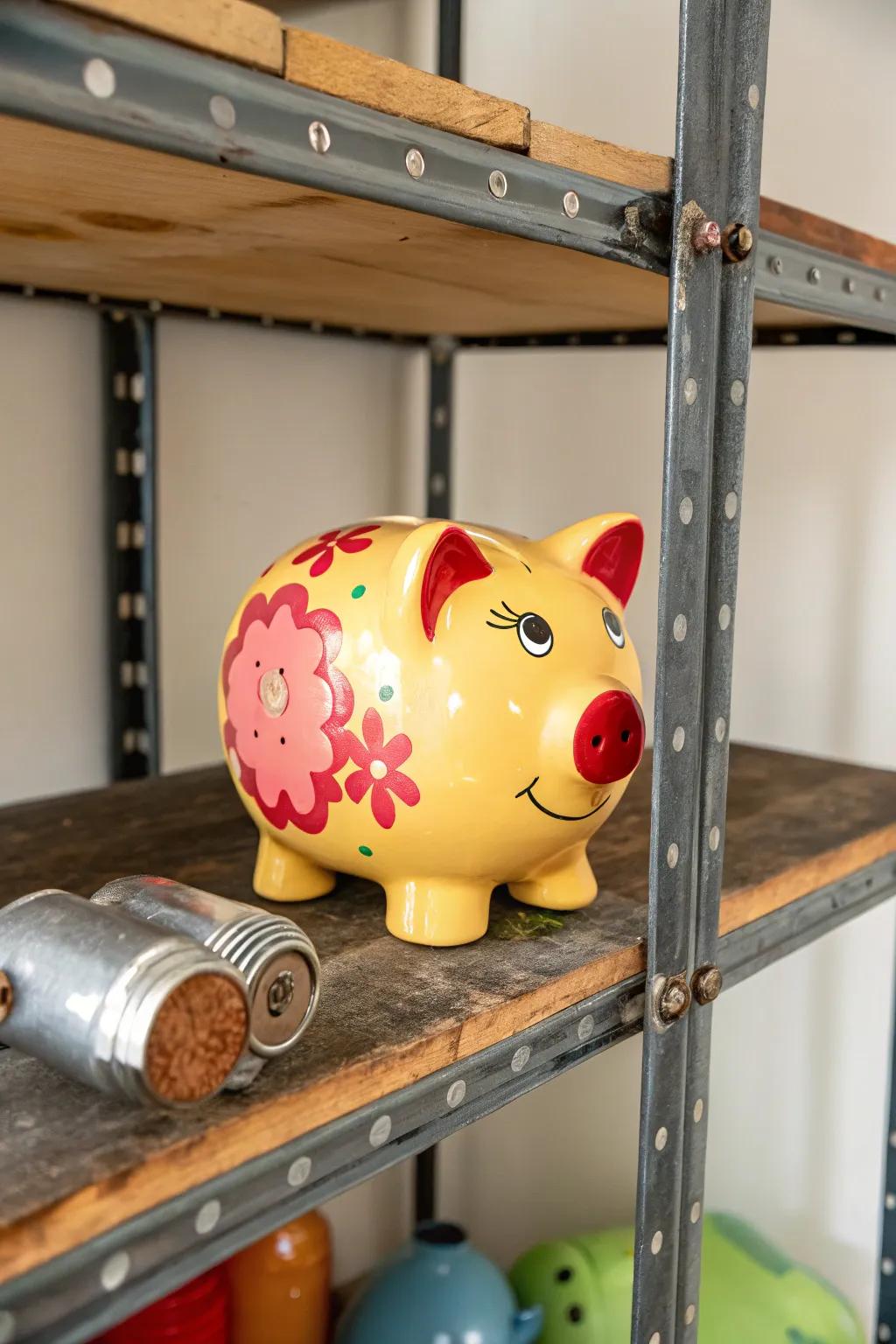 Industrial chic PVC pipe piggy bank.