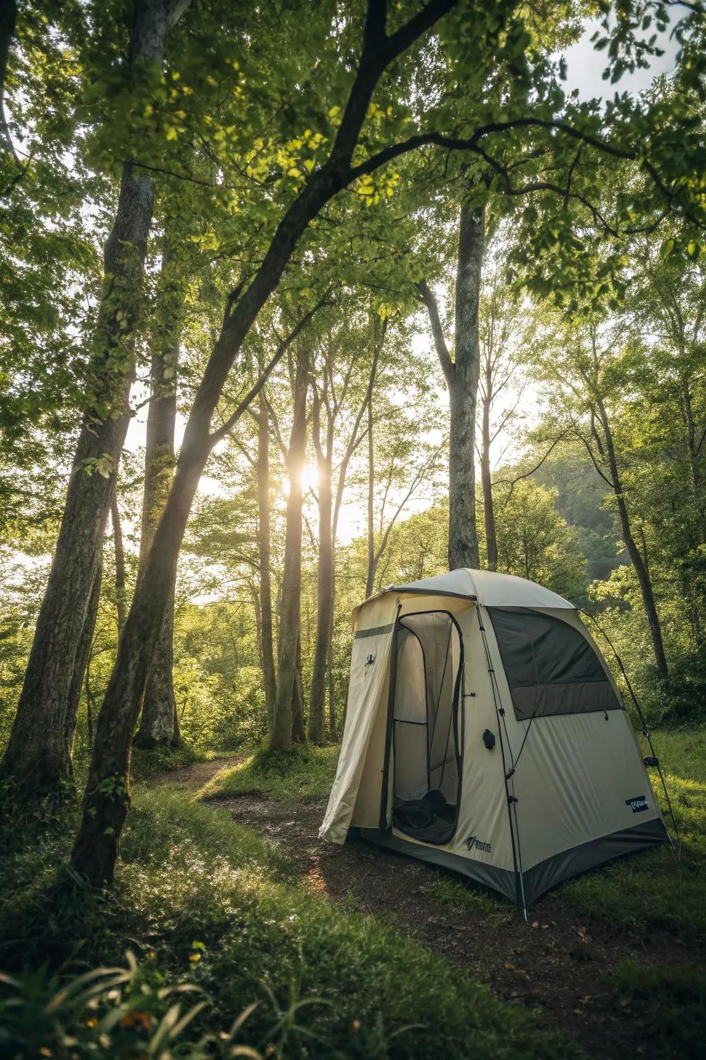 Enjoy privacy with a convenient camping shower tent.