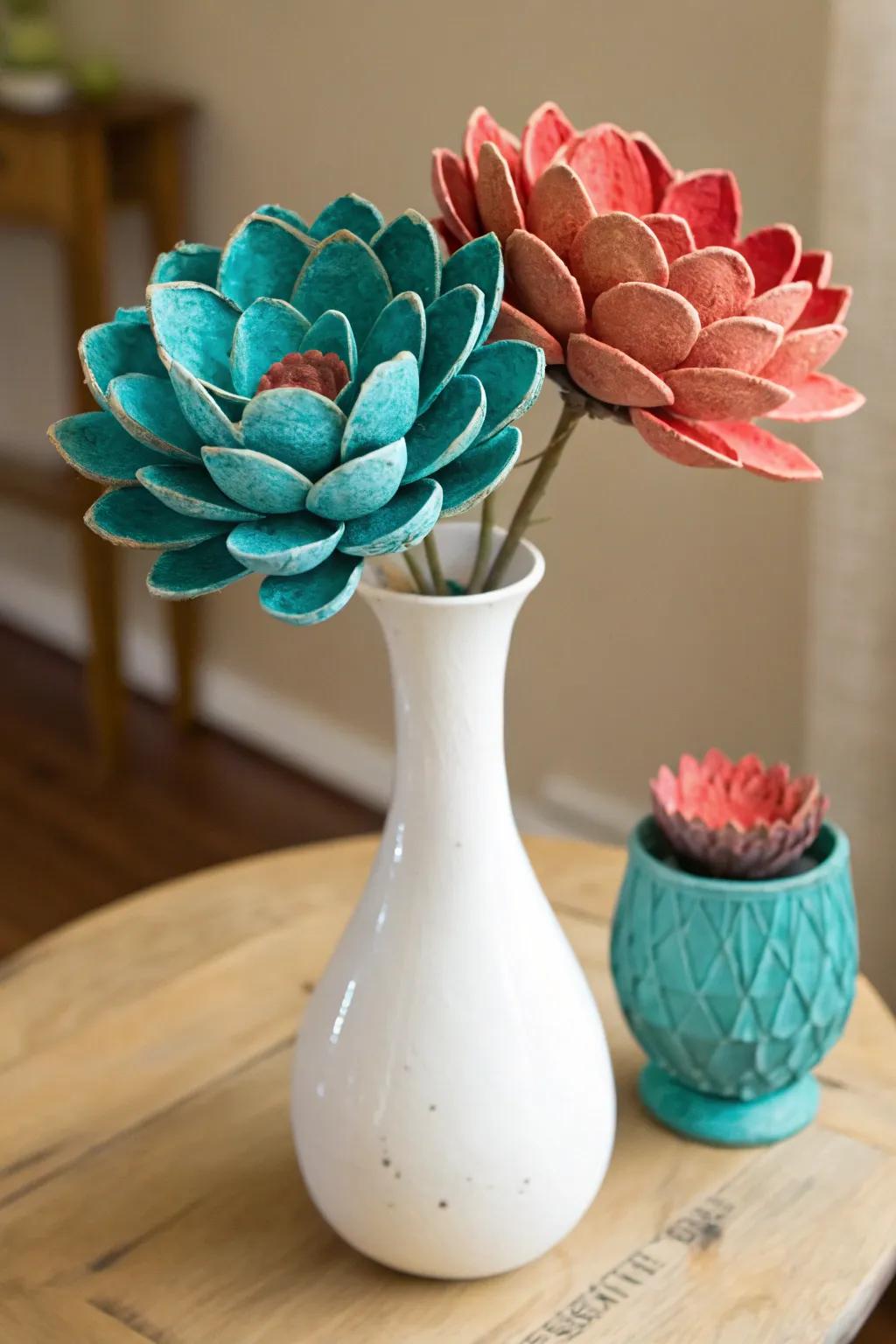 Transform egg cartons into stunning blooms—bringing nature's charm indoors with handcrafted elegance.