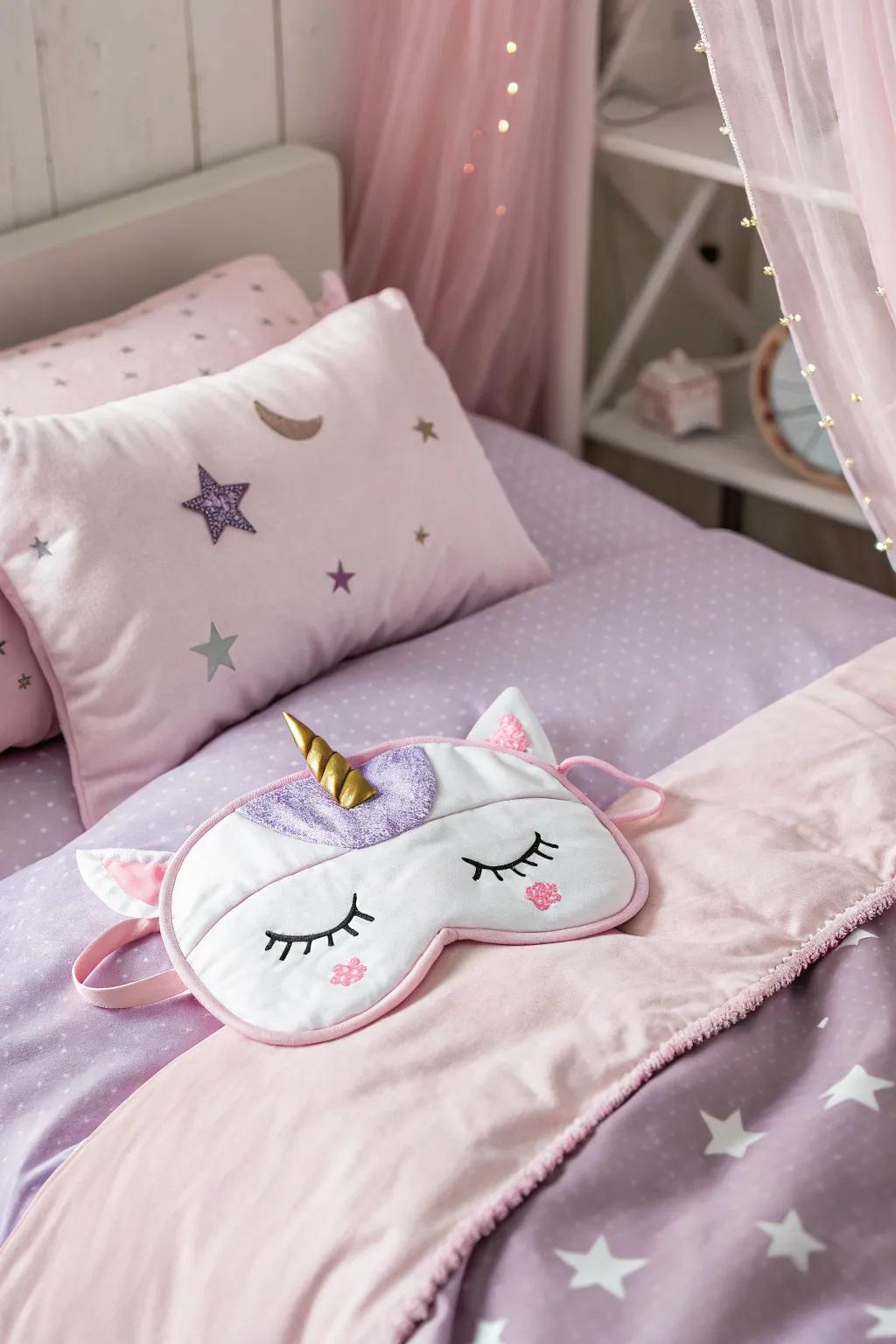 Dream in style with a unicorn sleeping mask.