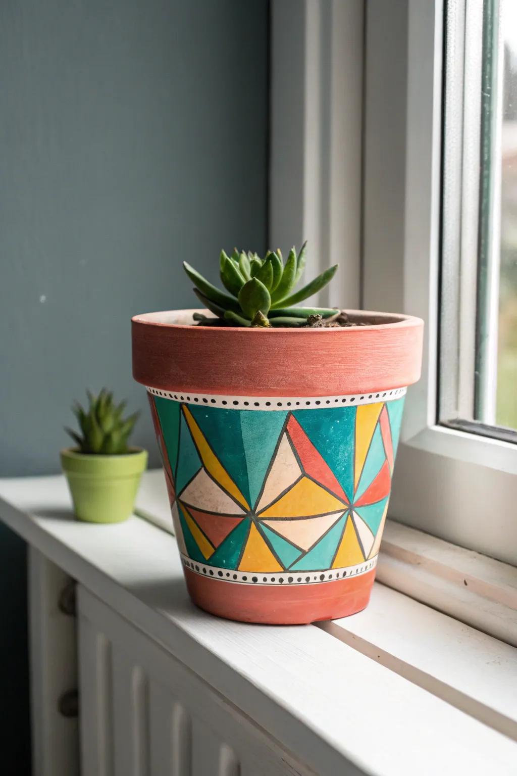 Transform your space with a splash of color and creativity—painted terra cotta pots are your canvas!