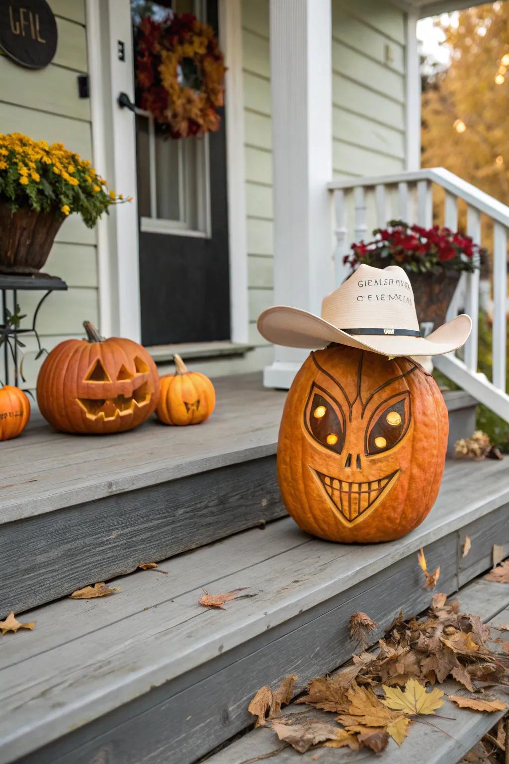 An alien cowboy ready for the Halloween rodeo.