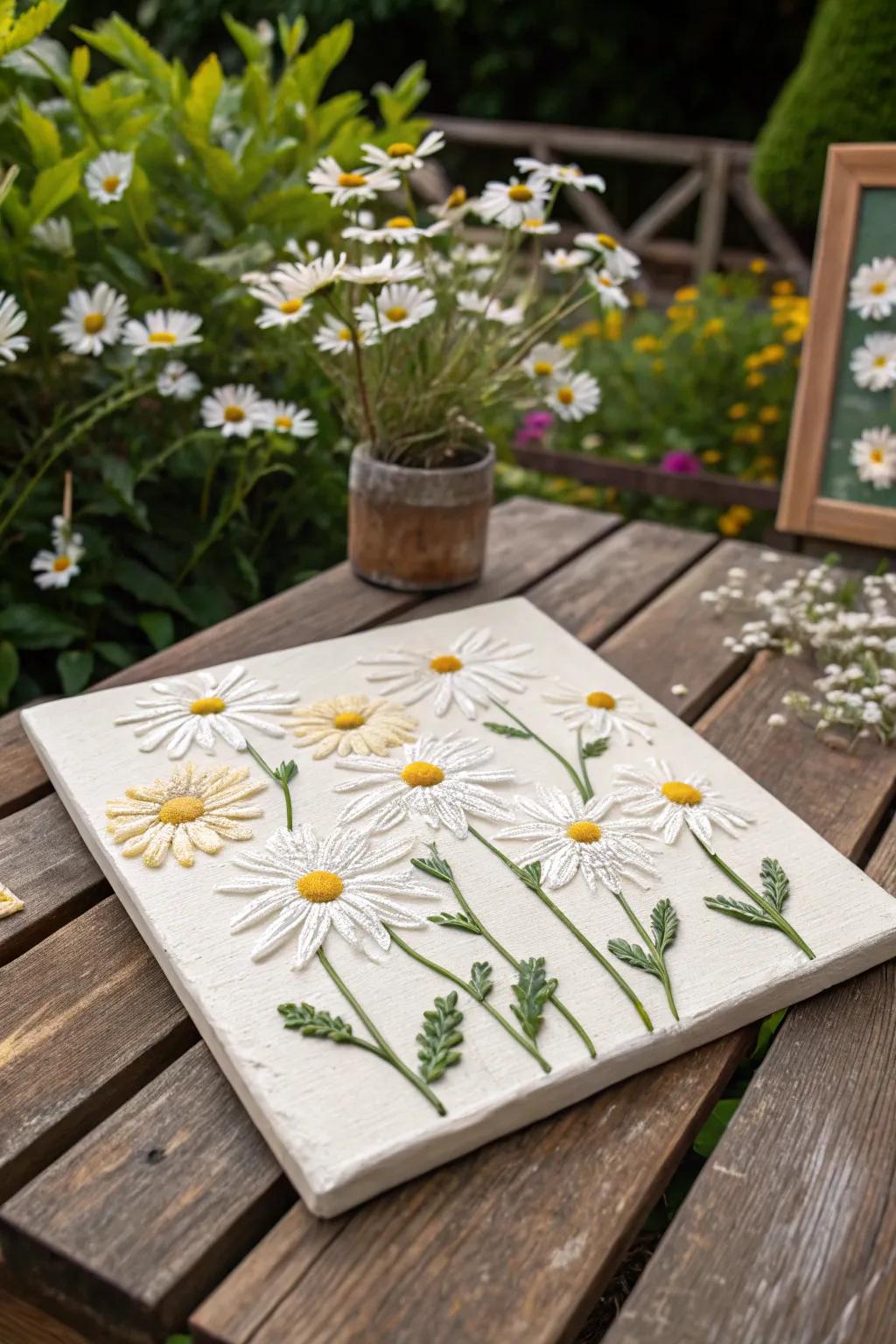 Brighten your day with playful daisies painted with cotton swabs.