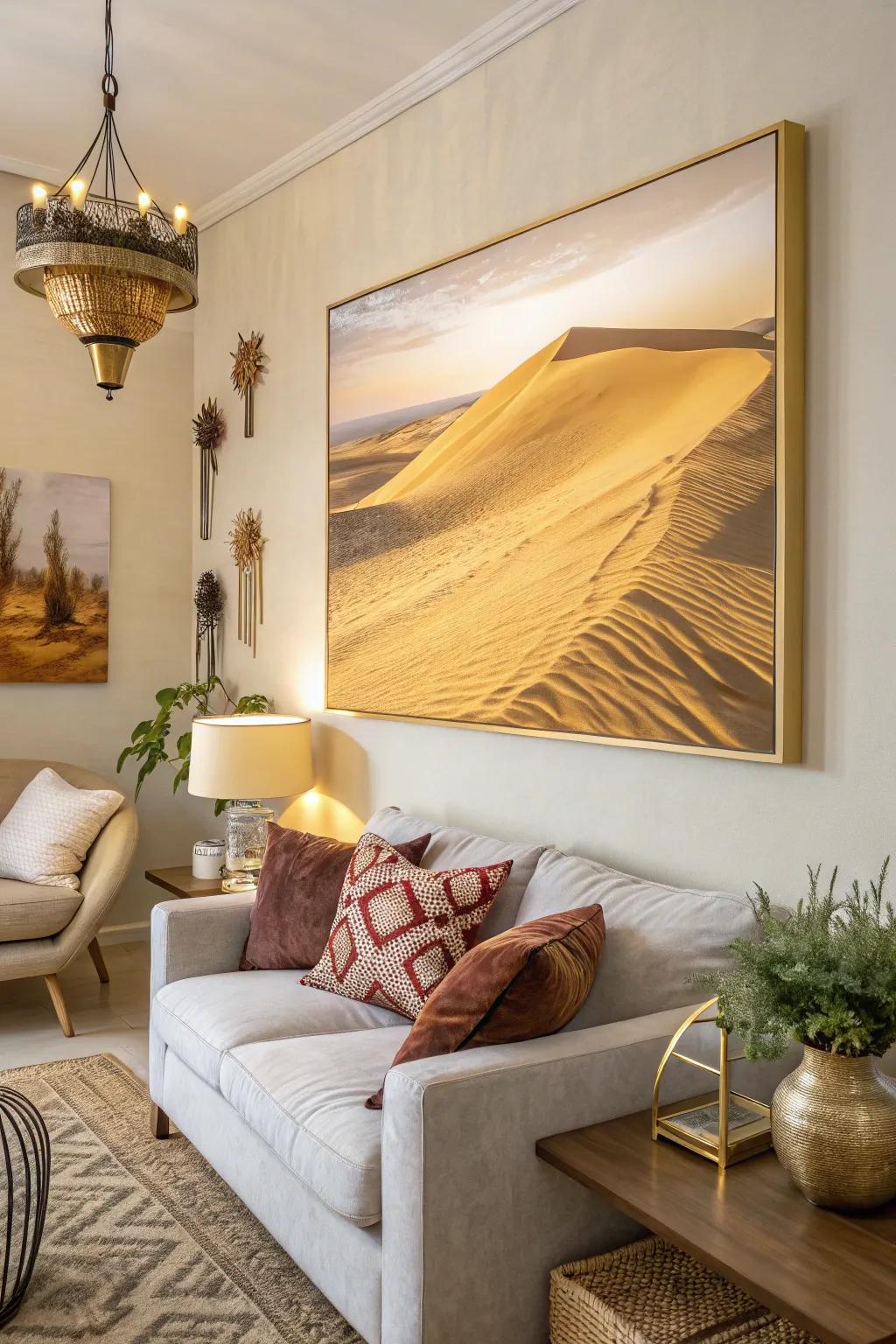 Invite the warmth of the desert into your home with a golden desert painting.