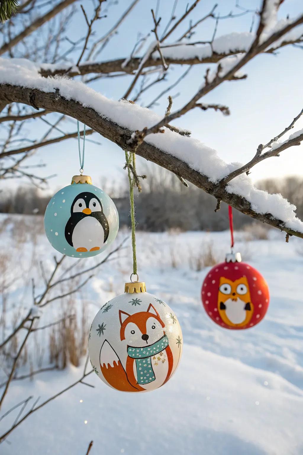 Animal-themed ornaments bring a playful spirit to your holiday decor.