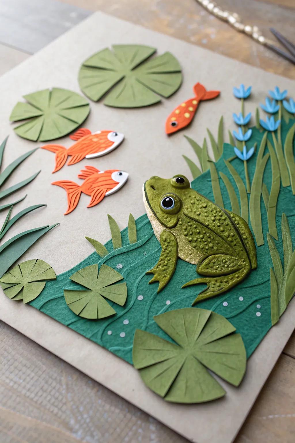 Craft a splash of creativity with this adorable pond life collage!