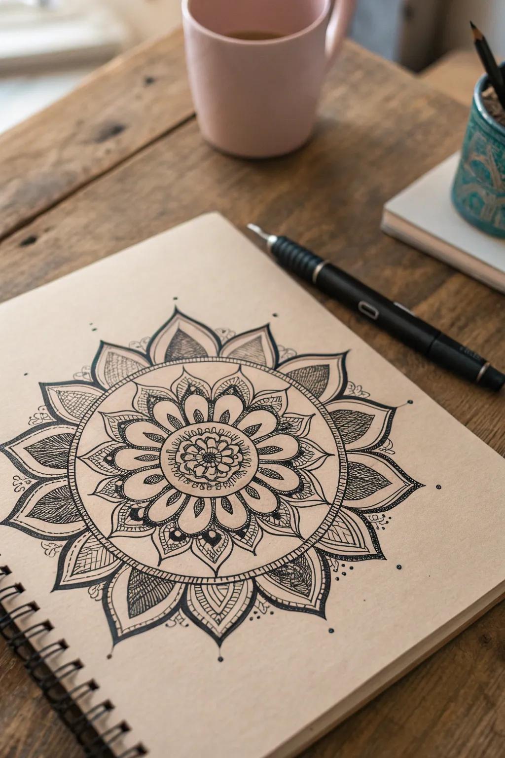 Discover the art of mindfulness with mesmerizing mandala doodles. #MandalaMagic #CreativeCalm