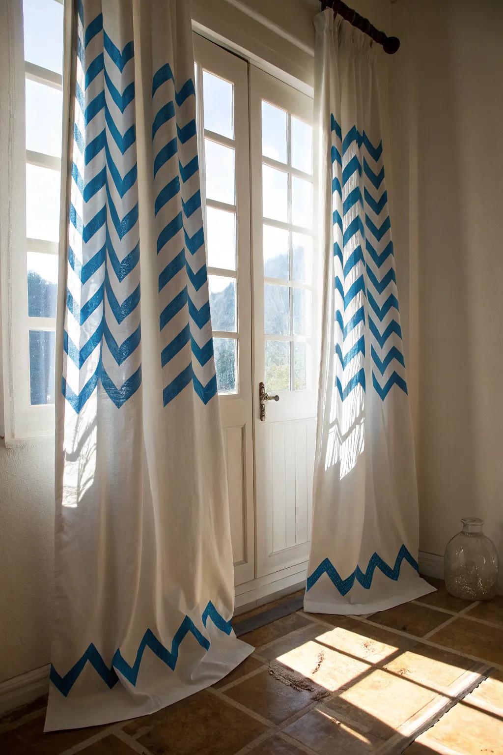 Patterned curtains add a unique touch to your windows.