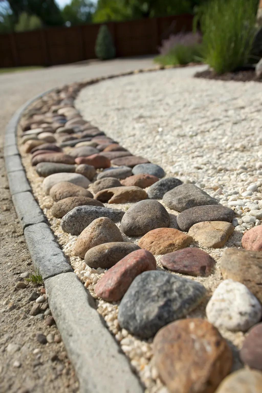 Craft your driveway with timeless charm using natural stone edging.