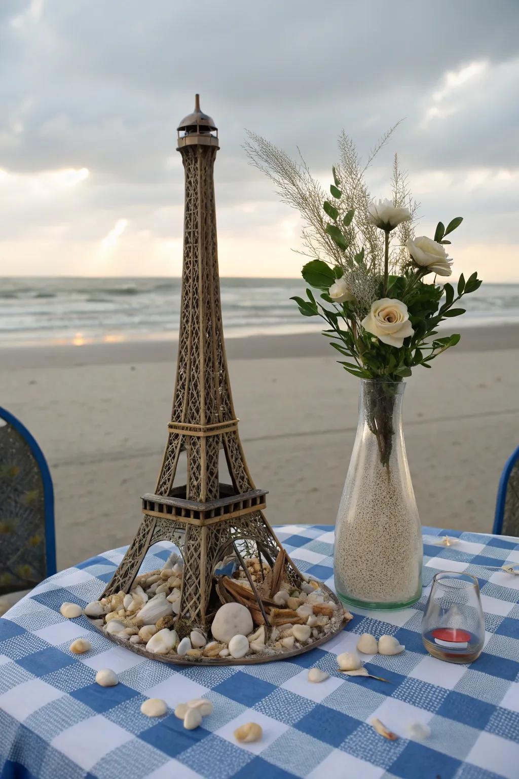 Sand and seashells create a coastal vibe perfect for summer decorations.