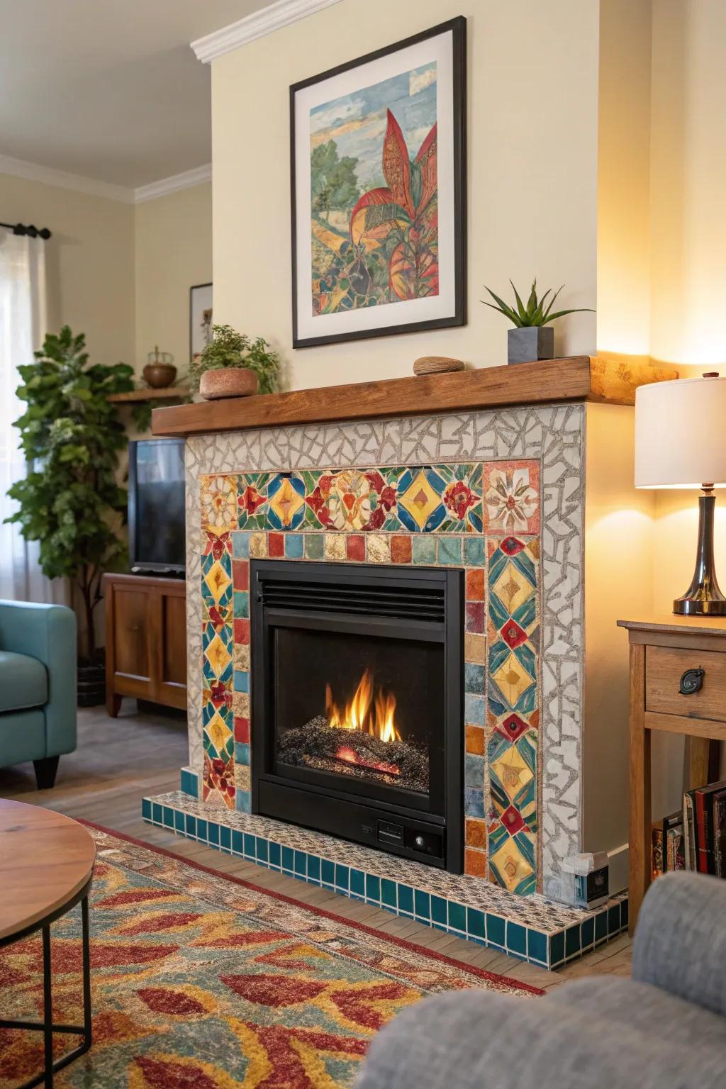 Add artistic flair to your space with a mosaic tile surround.