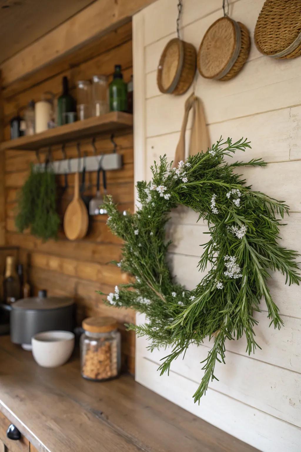 A rosemary wreath brings freshness and fragrance to your home.