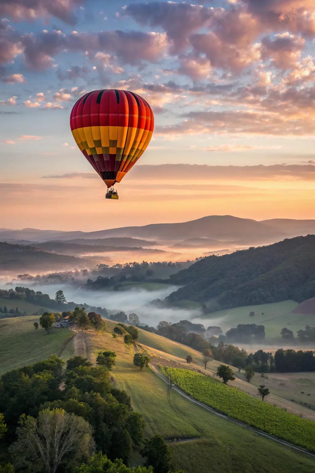 Experience the thrill and beauty of a hot air balloon adventure.