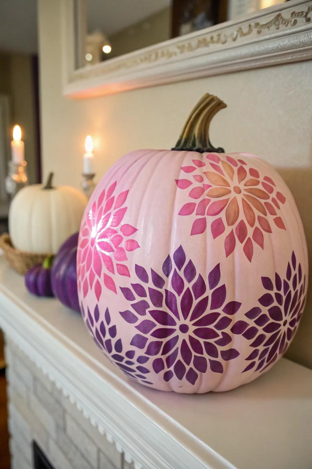 Ombré designs add a modern and stylish touch to your pumpkin decor.