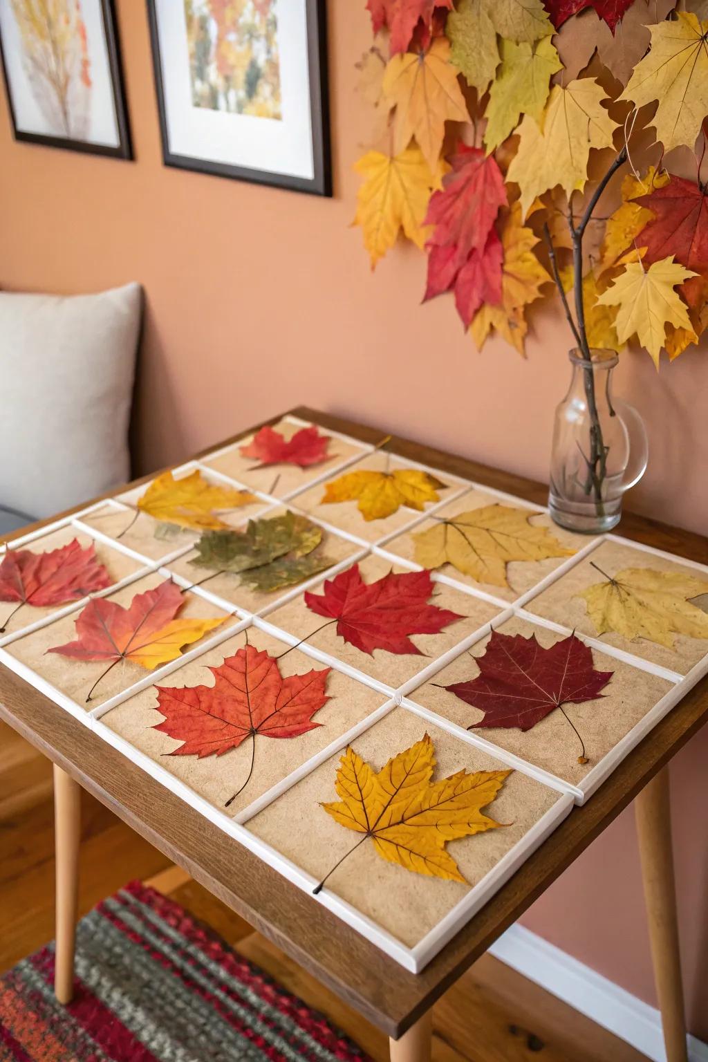 Create stunning art with nature's vibrant leaves.