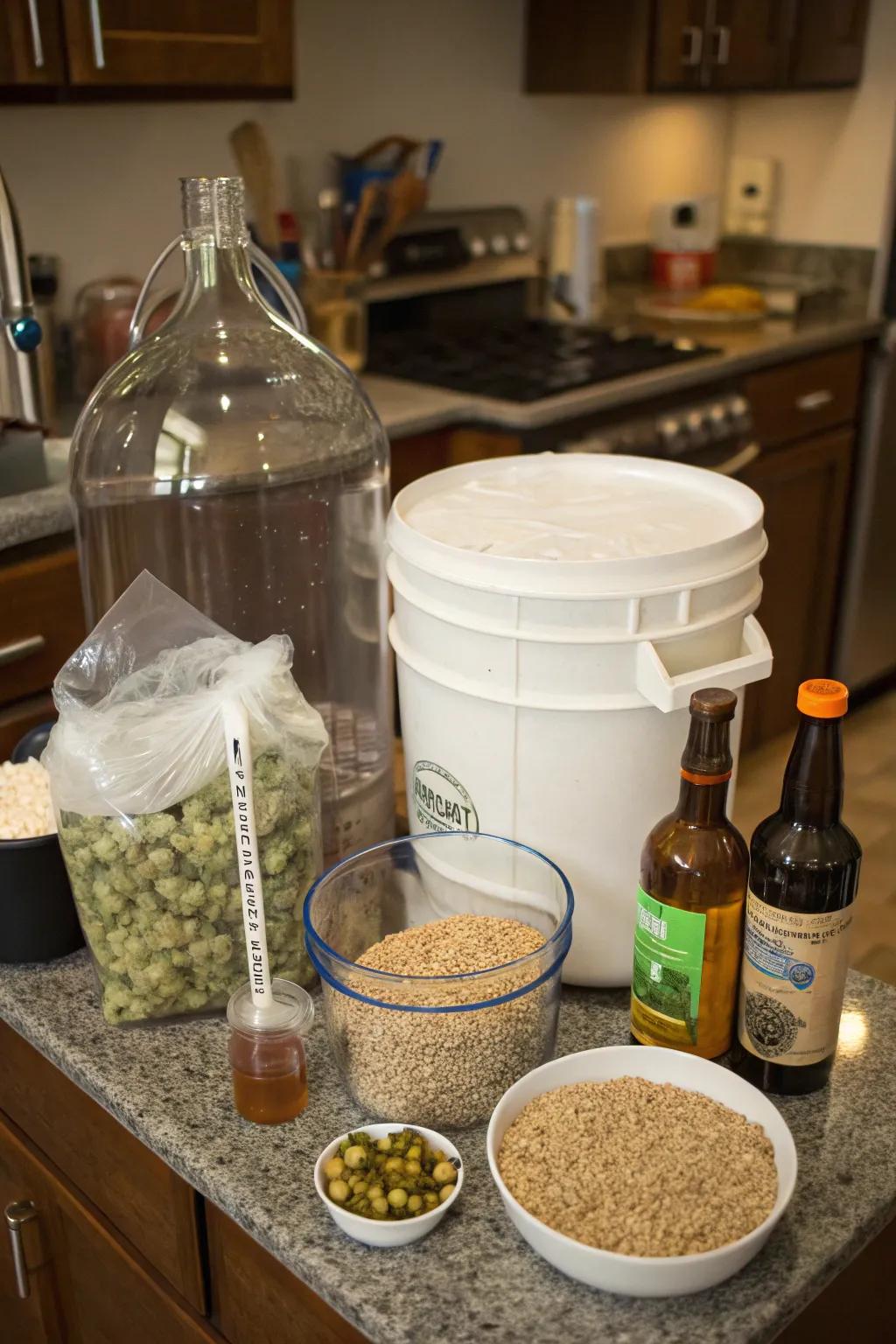 A home brew kit for the aspiring craft beer maker.