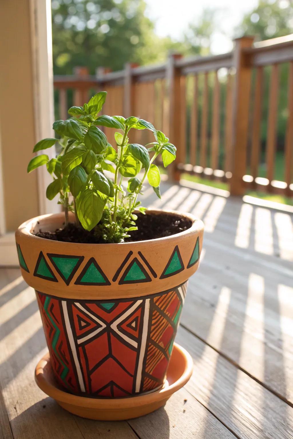 Brighten your dad's garden with a hand-painted flower pot.