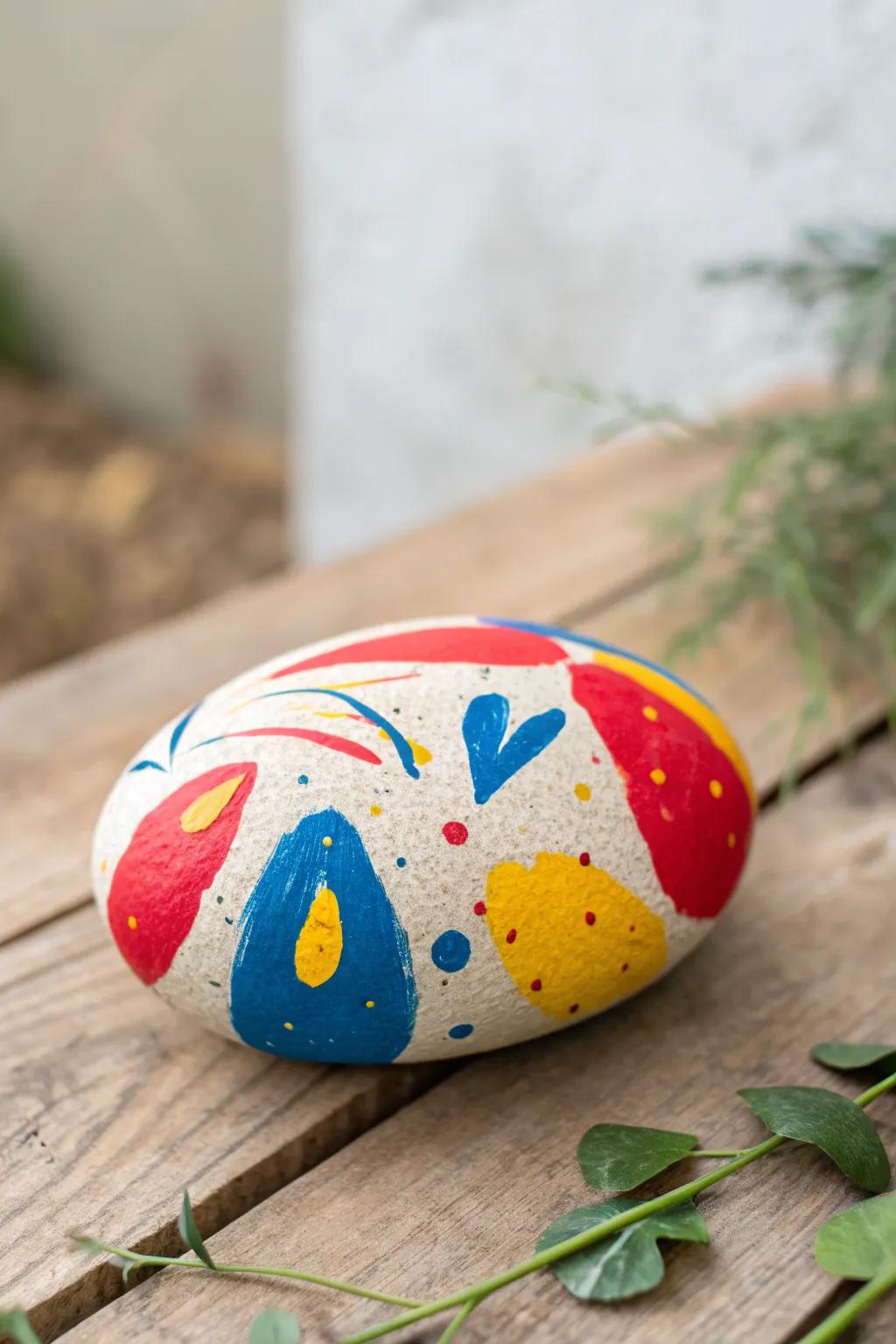 A little artist's touch: vibrant painted stone paperweight for dad's desk.