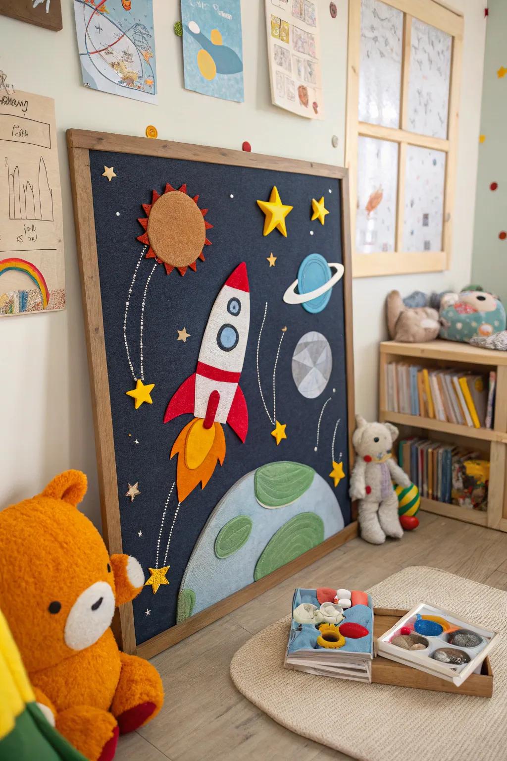 Embark on a cosmic journey with a felt space adventure.