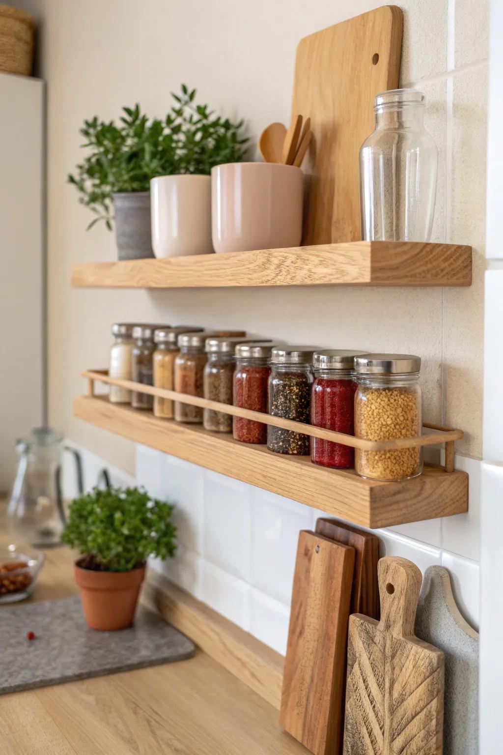 Elevate your kitchen with minimalist charm and bold colors—discover the magic of floating shelves.