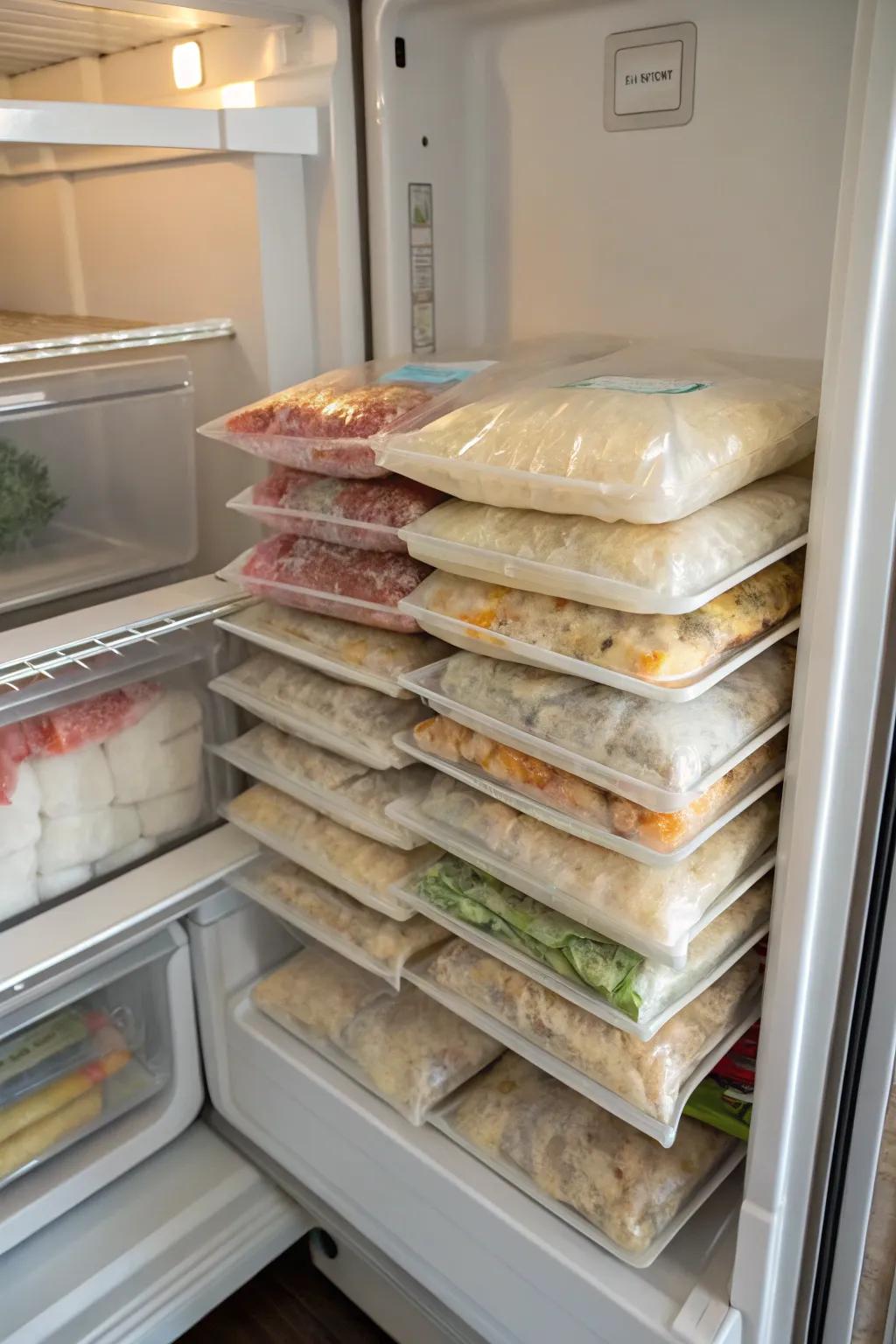 Flat-packing helps utilize every inch of your freezer.