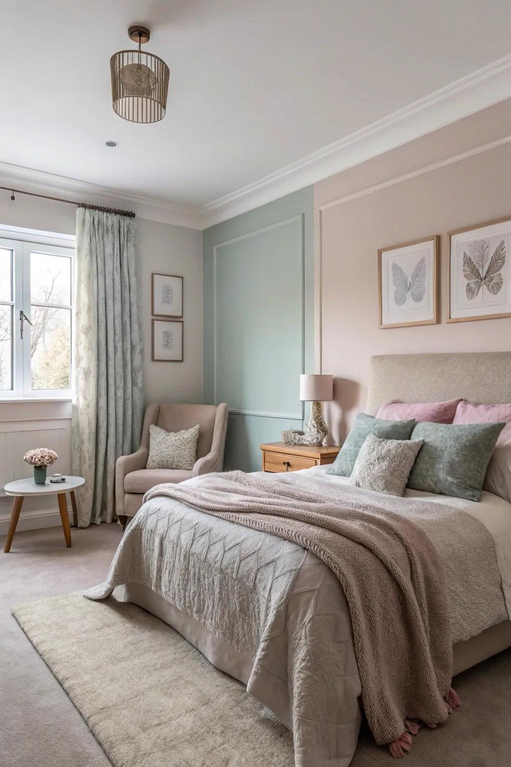 Soft, muted colors create a calming and elegant environment.