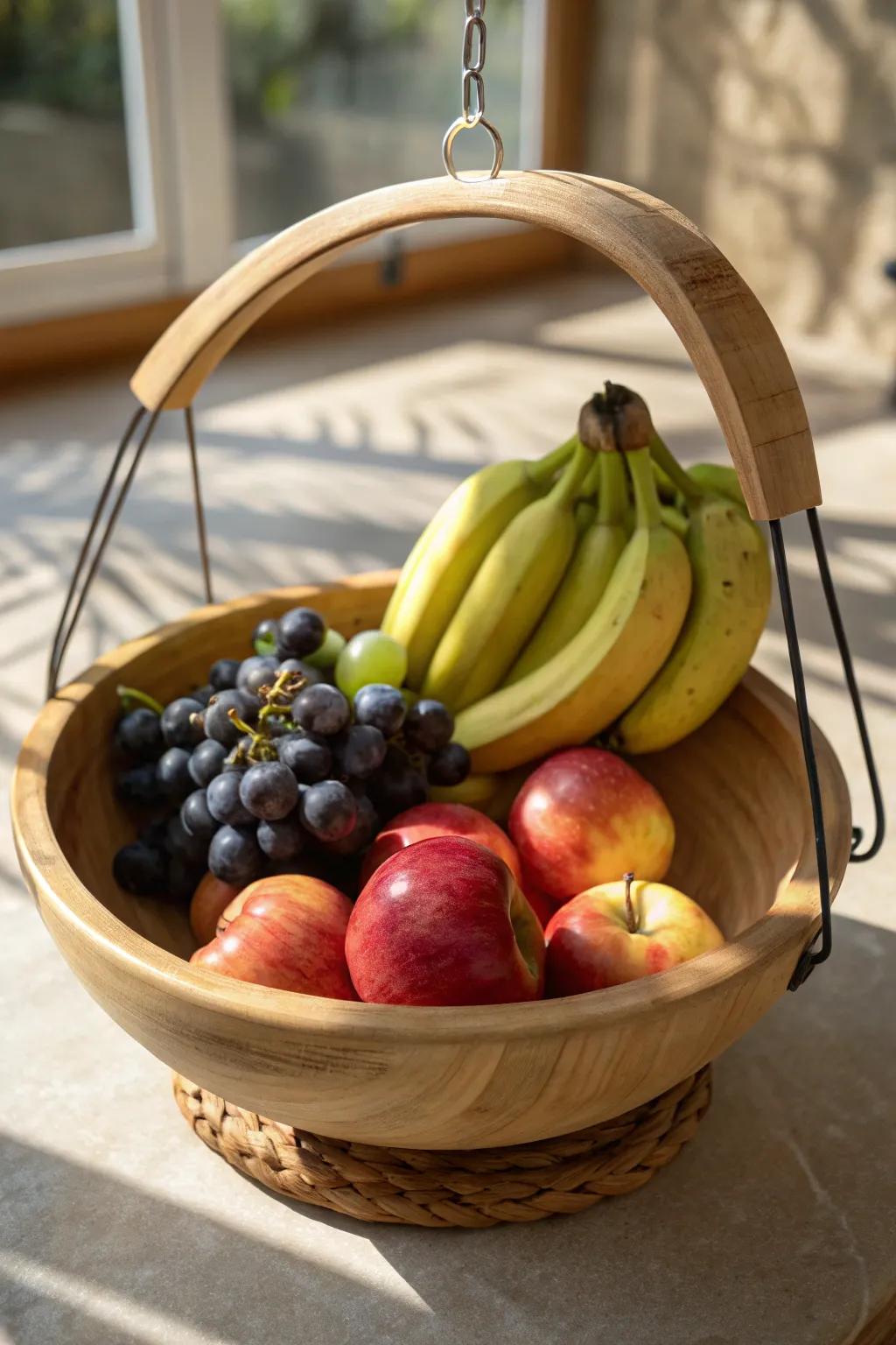 Bamboo bowls offer a sustainable yet stylish option for fruit storage.