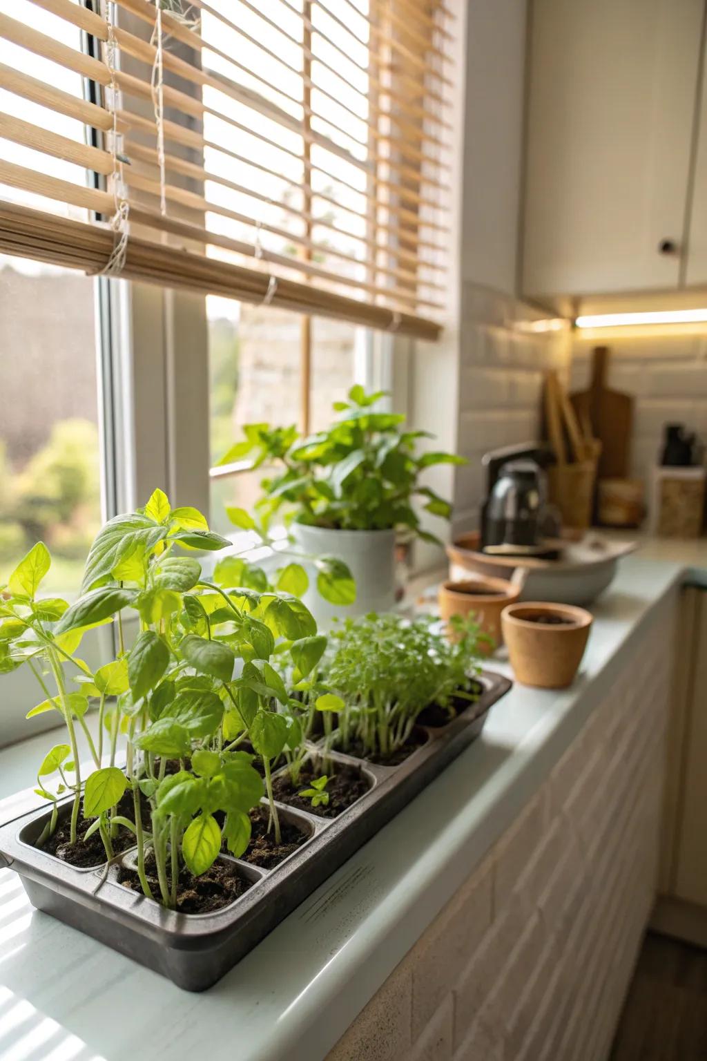 Growing herbs indoors brings life and flavor to her home.