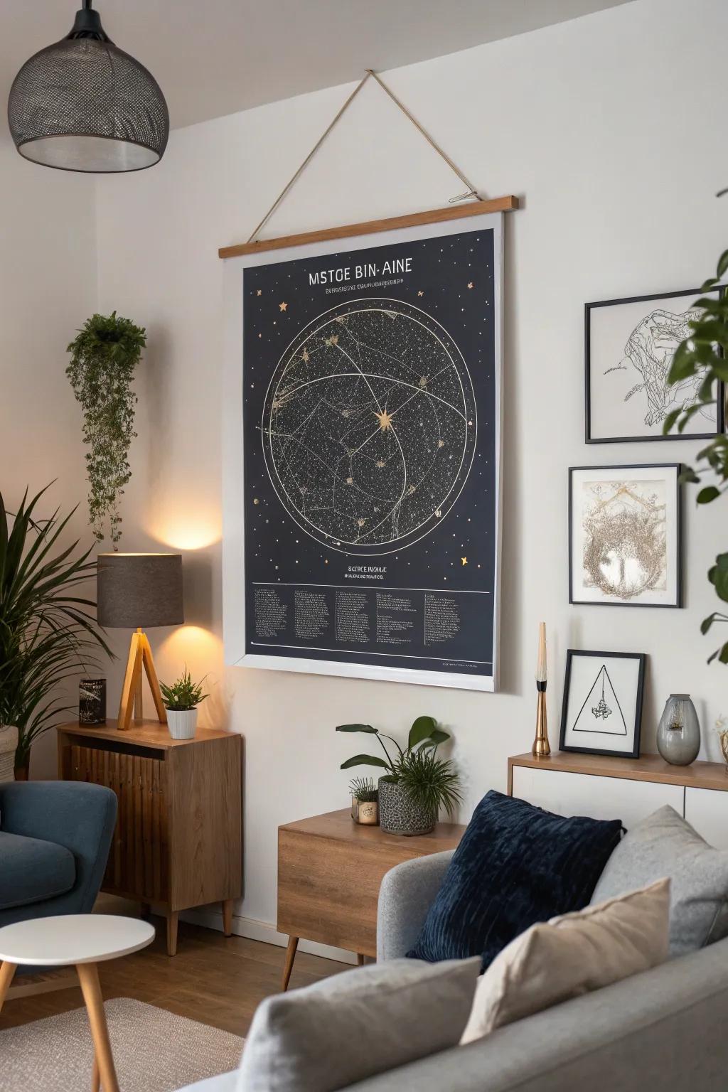 A personalized star map capturing the stars from a memorable night.