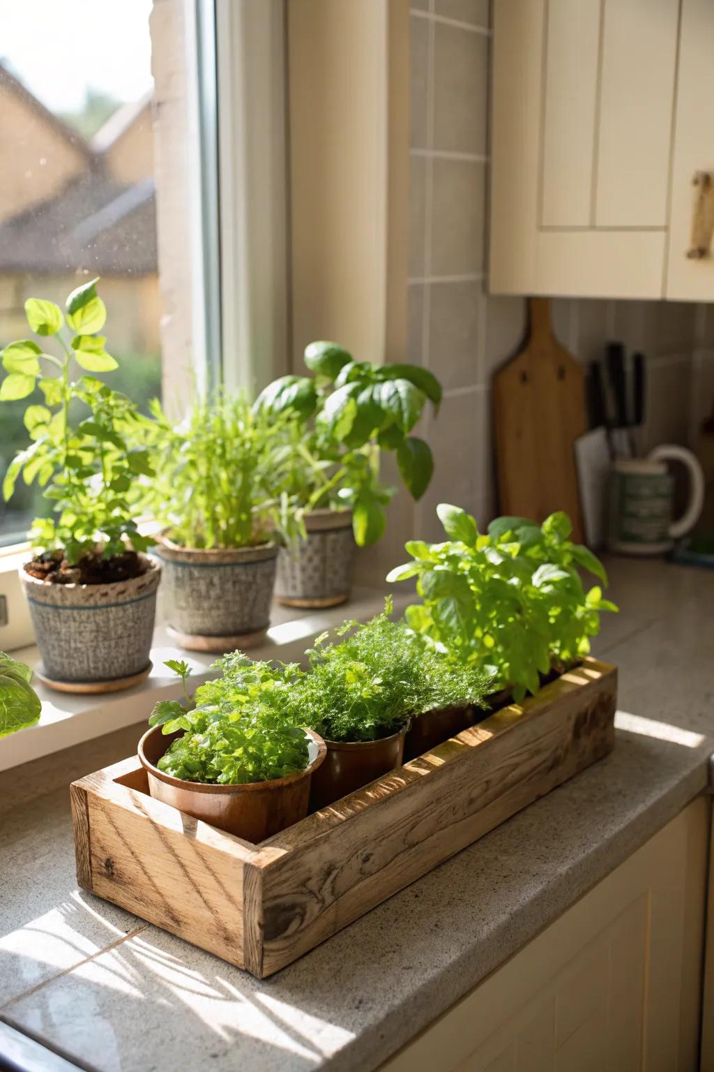 An indoor herb garden kit brings fresh flavors and greenery indoors.