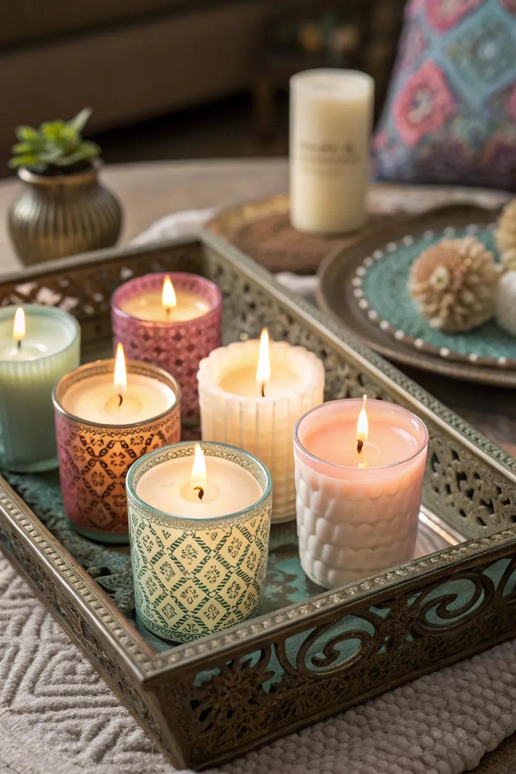 Create a cozy atmosphere with a scented candle collection