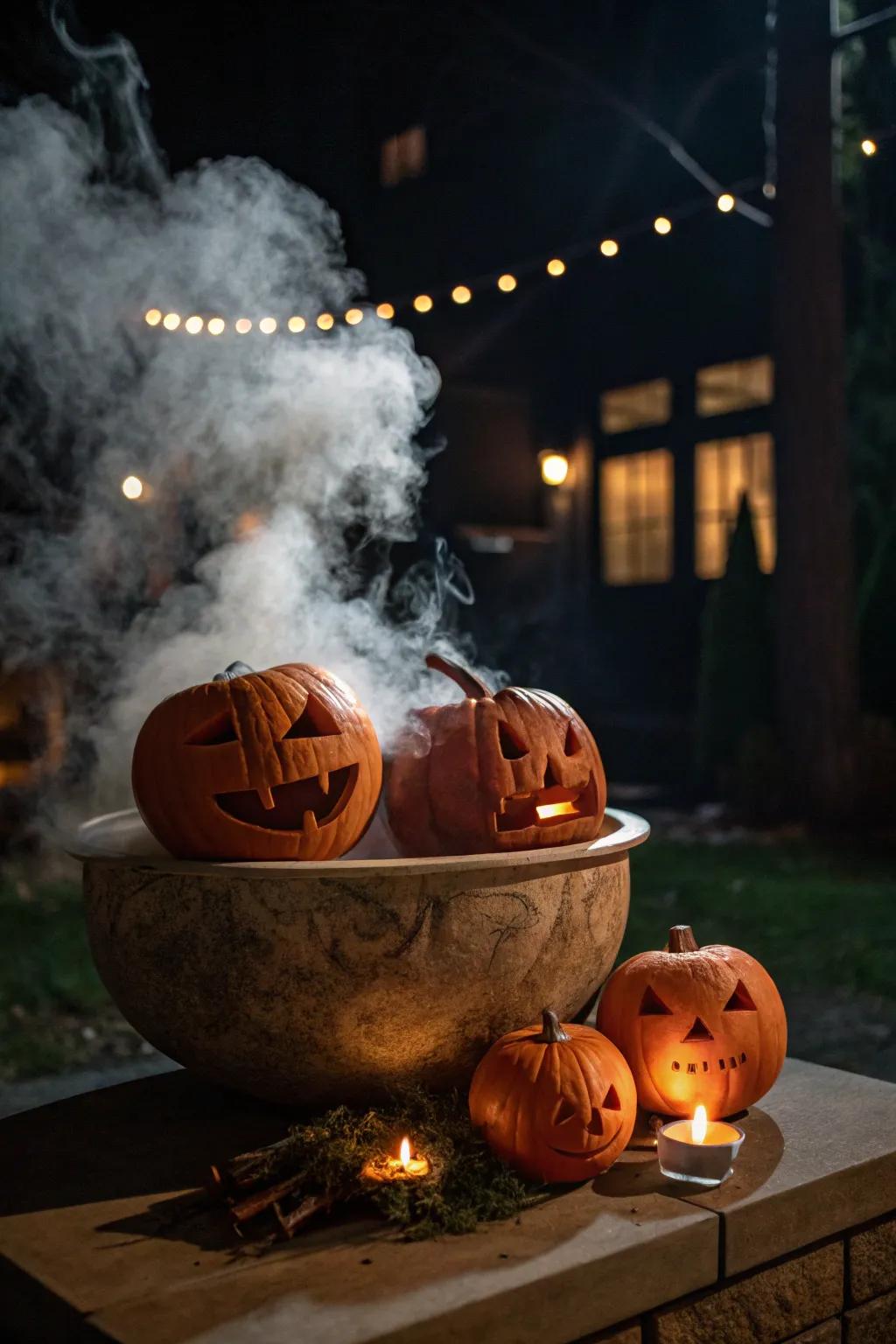 A haunted punch bowl centerpiece that adds drama to the table.