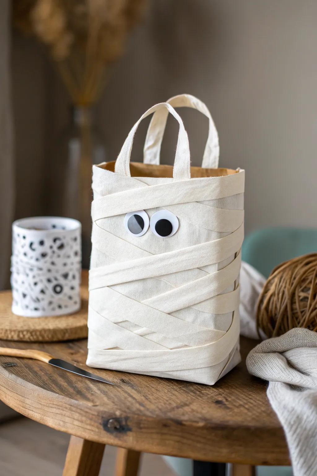 Elevate your Halloween decor with this chic and playful mummy paper bag craft, where simplicity meets creativity.