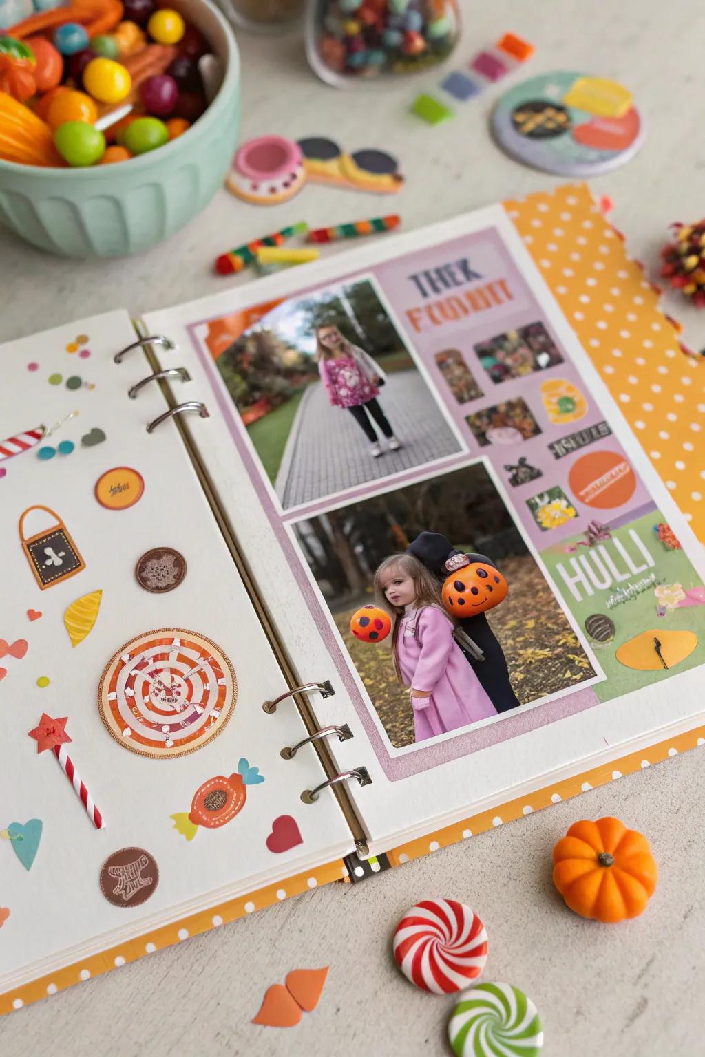 Highlight the treats of Halloween with candy-themed layouts.