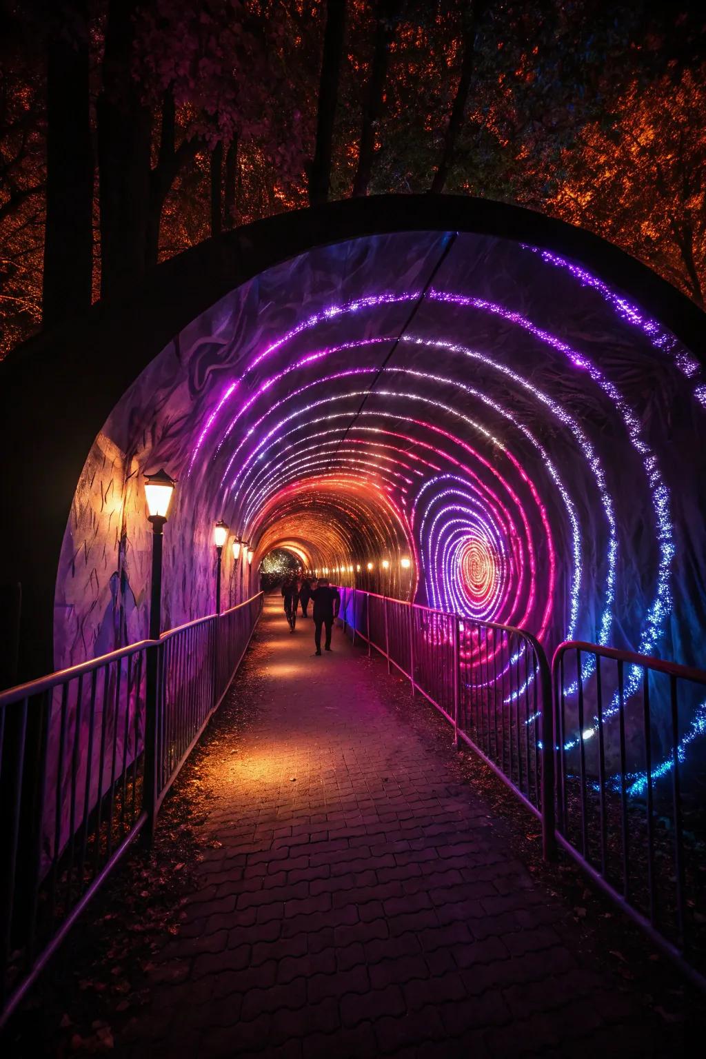 A laser vortex adds a dynamic and captivating element to your tunnel.