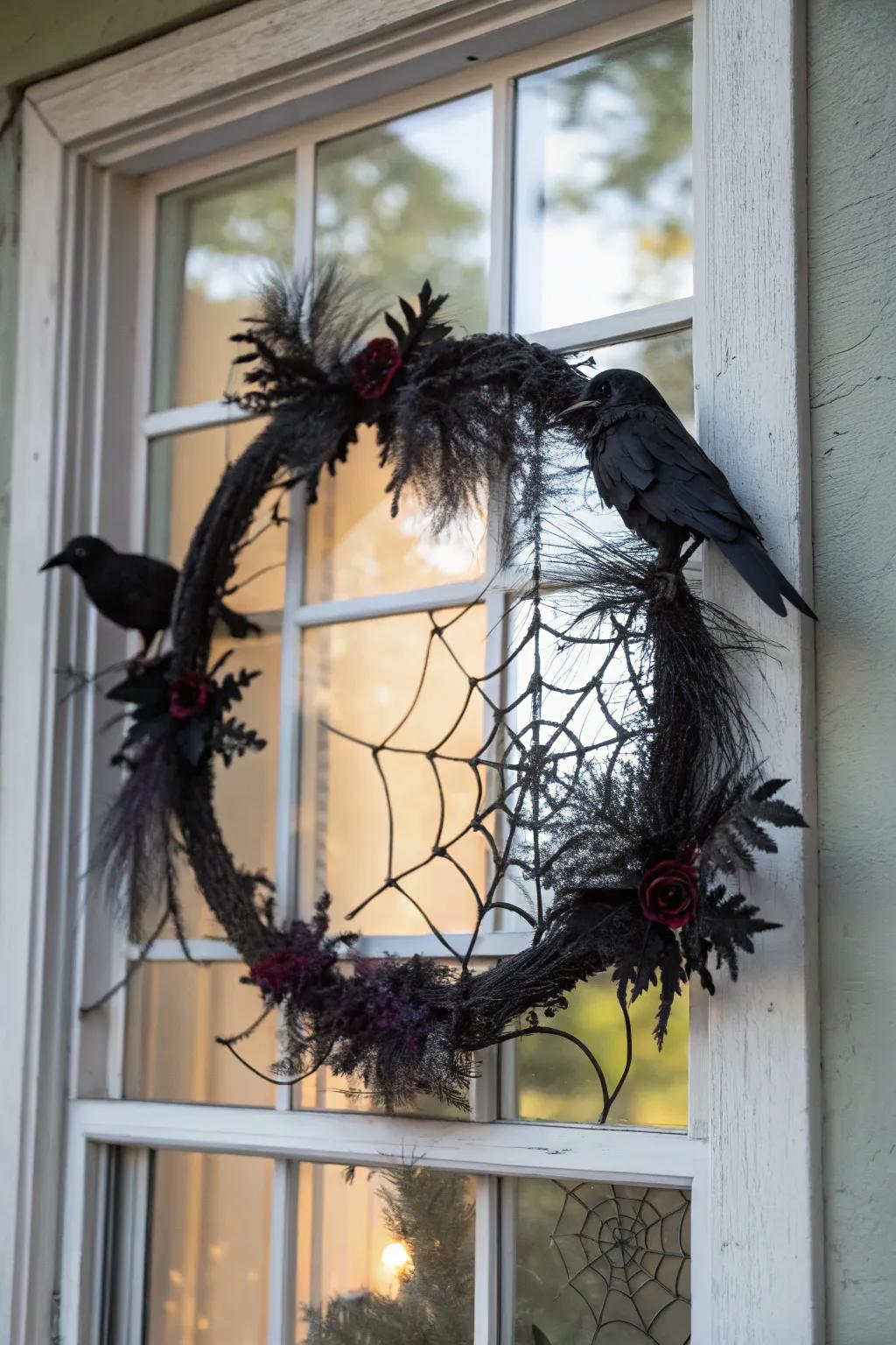 A witchy wreath adds elegance and spookiness to your windows.