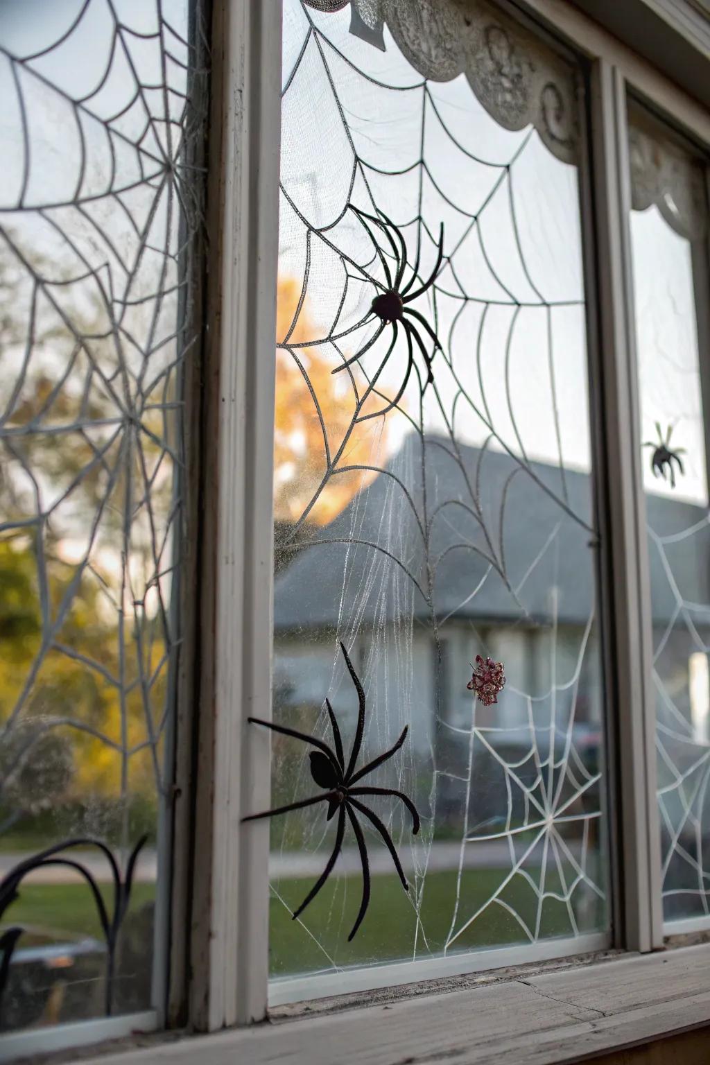 Transform your windows with captivating spider web designs.