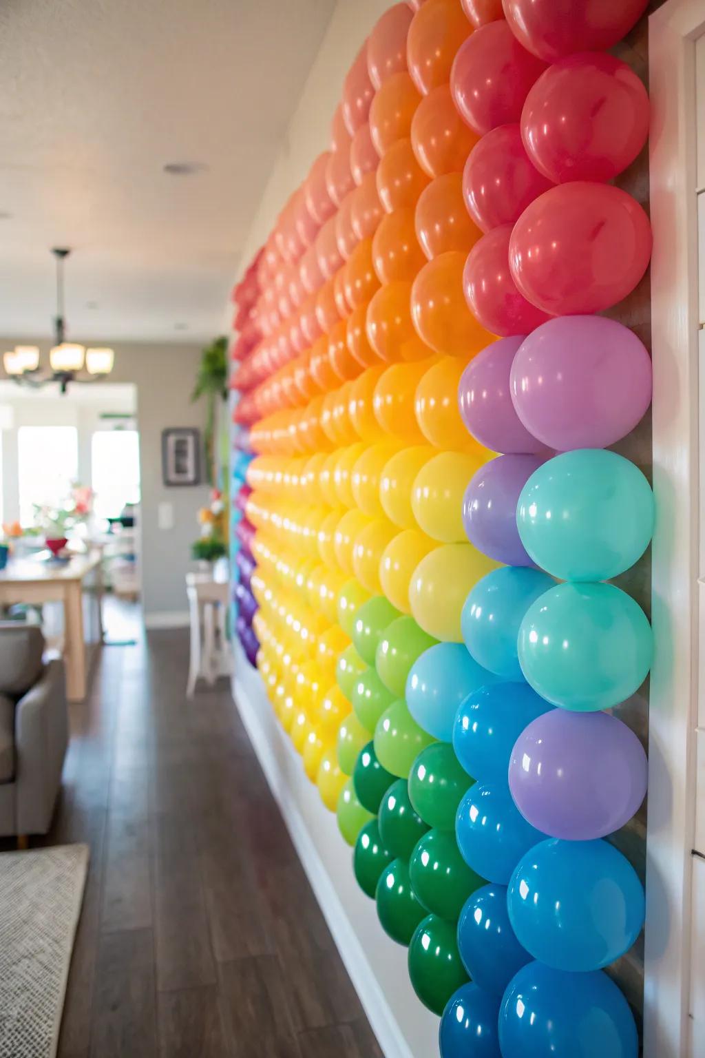 A striking helium balloon wall backdrop for memorable photos.