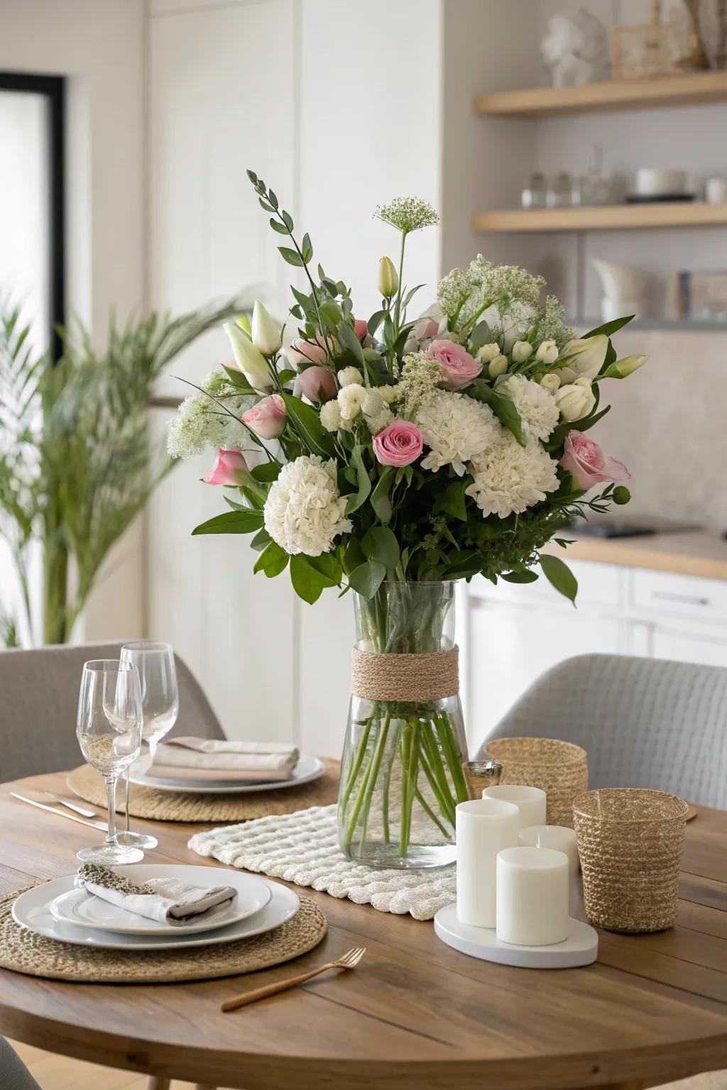 A chic vase adds elegance and freshness to any space.