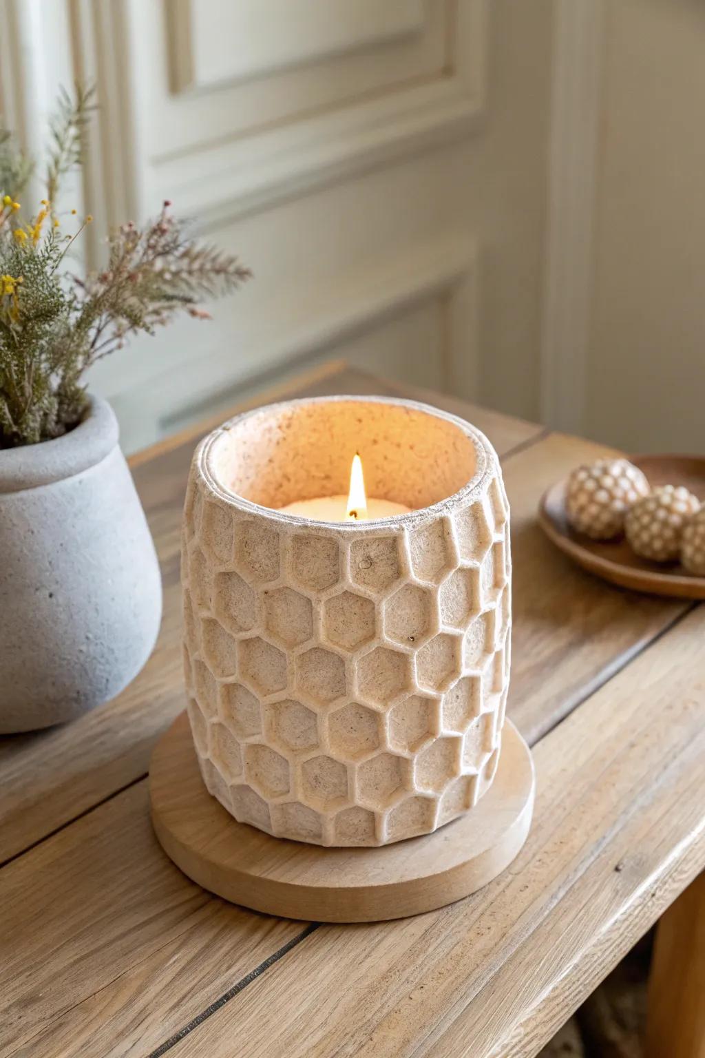 Illuminate your space with the warm glow of handcrafted honeycomb candle holders. Perfect for cozy evenings.