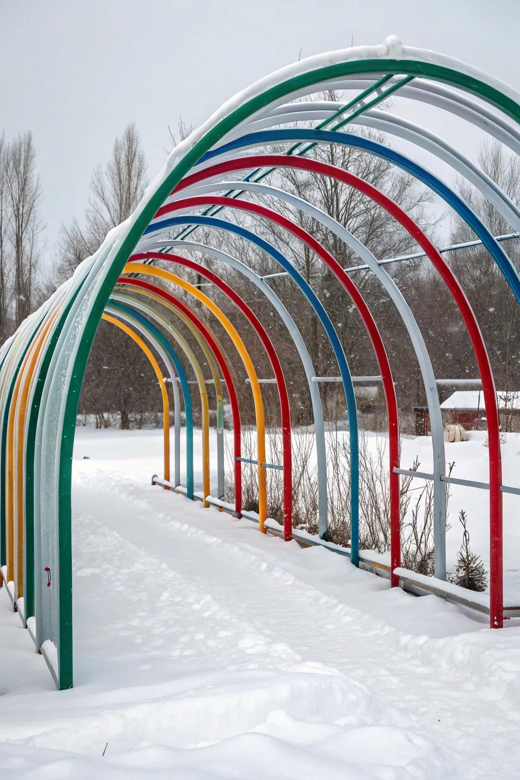 Marvel at the elegance and strength of the Gothic arch hoop house, designed to conquer winter's challenges with timeless style.