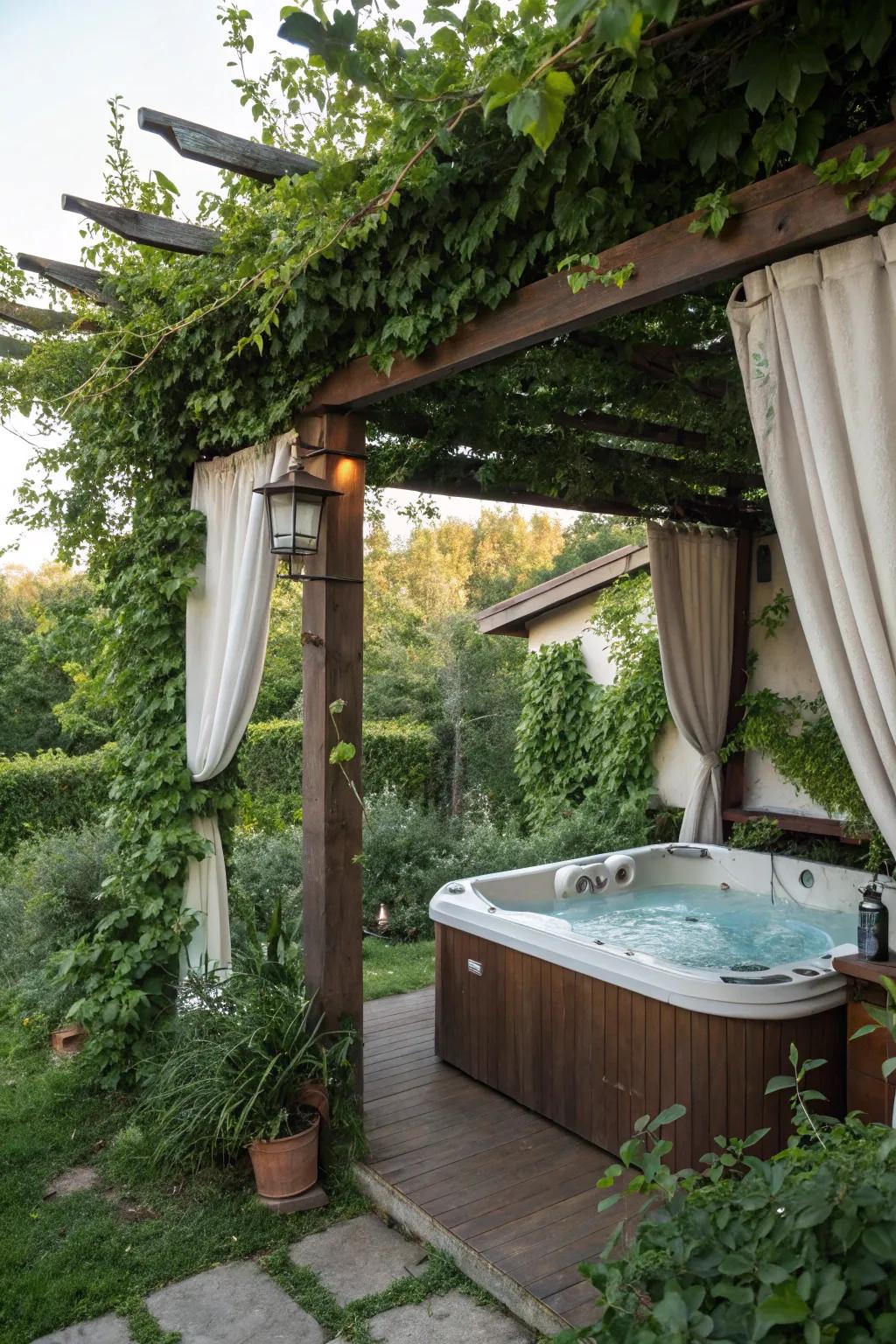 A pergola adds elegance and privacy to your hot tub setting.