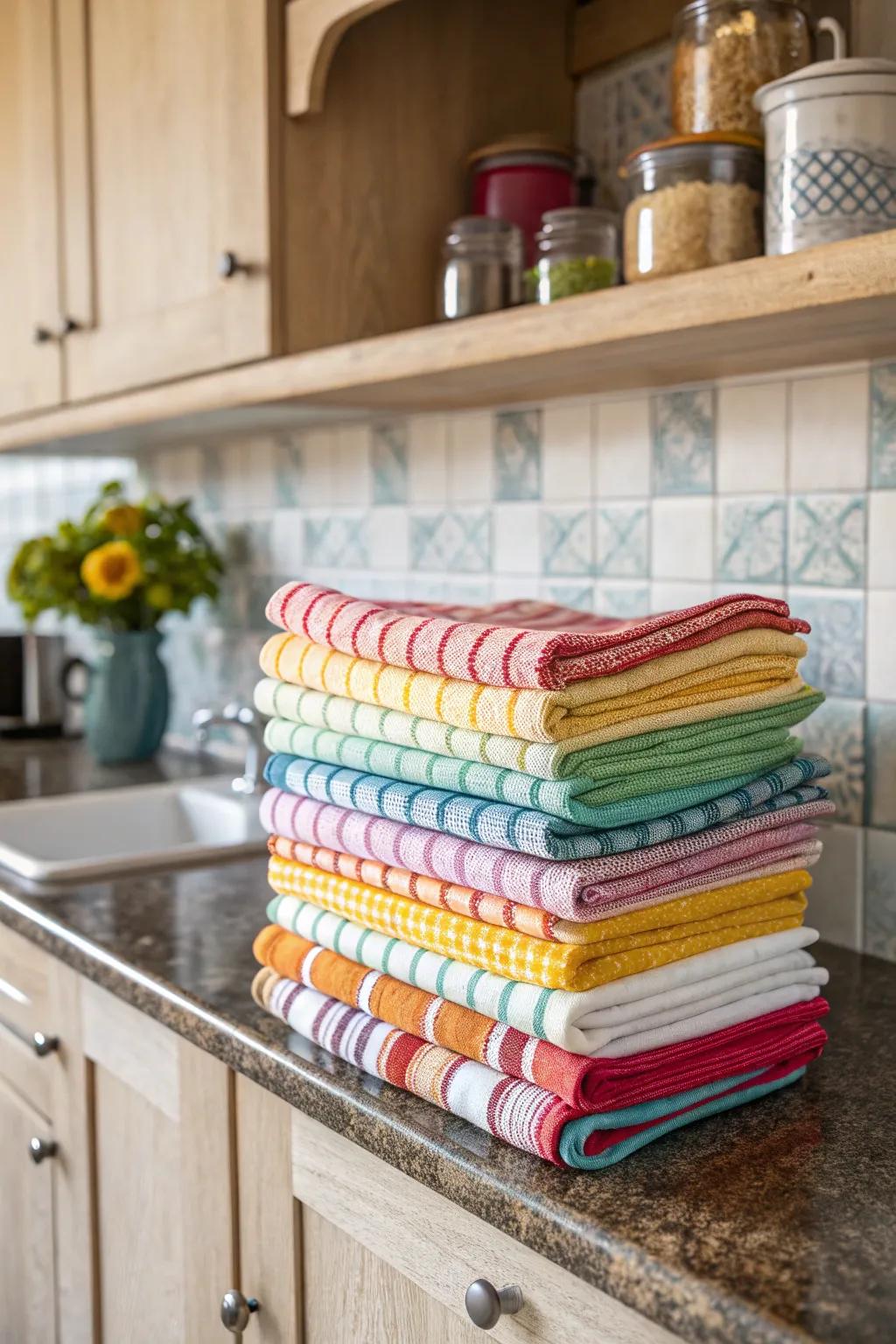 Vibrant dish towels that brighten any kitchen.